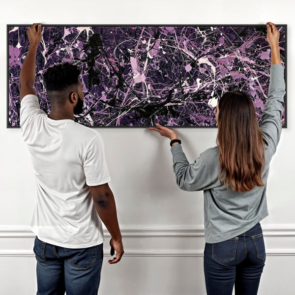 Wide Bedroom Wall Art - Deep Purple Lilac over Bed Long Canvas