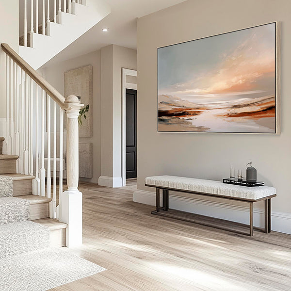 Extra Large Living Room Framed Artwork on Canvas - Ochre Shores