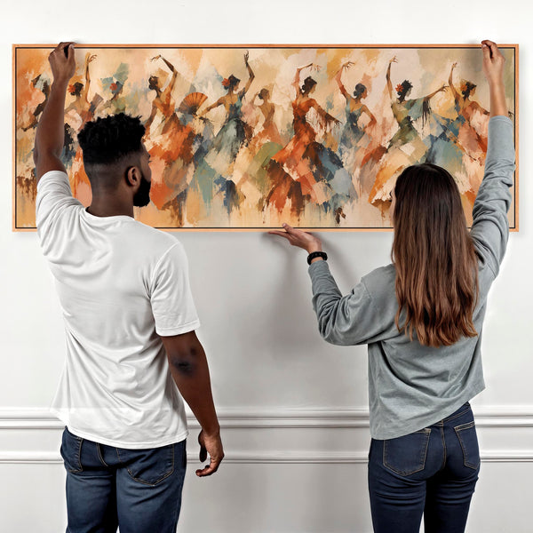 Warm Bedroom Abstract Framed Canvas over Bed - Flamenco Parade