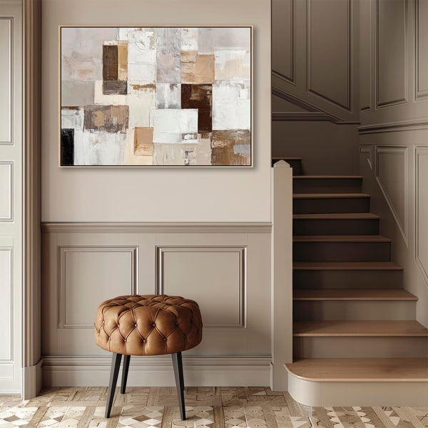 Hallway Framed Canvas Picture - Warm Neutral Entrance Artwork