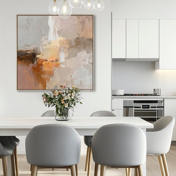 Blush Pink Neutral Framed Artwork on Canvas Harmony Wish