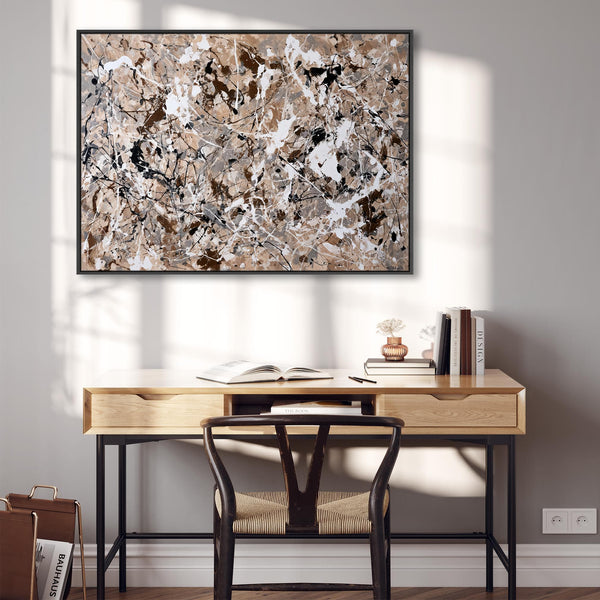 Extra Large Living Room Framed Canvas Neutral Beige Lounge Art