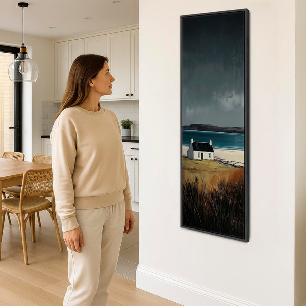 Tall Framed Scottish Print on Canvas Before the Storm