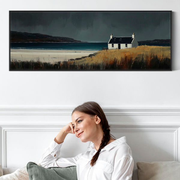 Wide Framed Scottish Print on Canvas Coastal Solitude