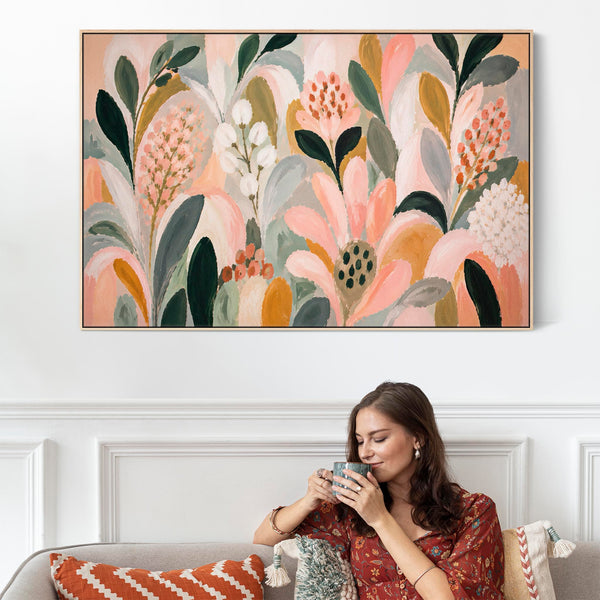 Colourful Abstract Floral Framed Wall Art Canvas Print