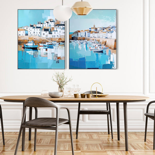 Cornwall Memories Framed Seaside Canvases - Coastal Pair of Artwork