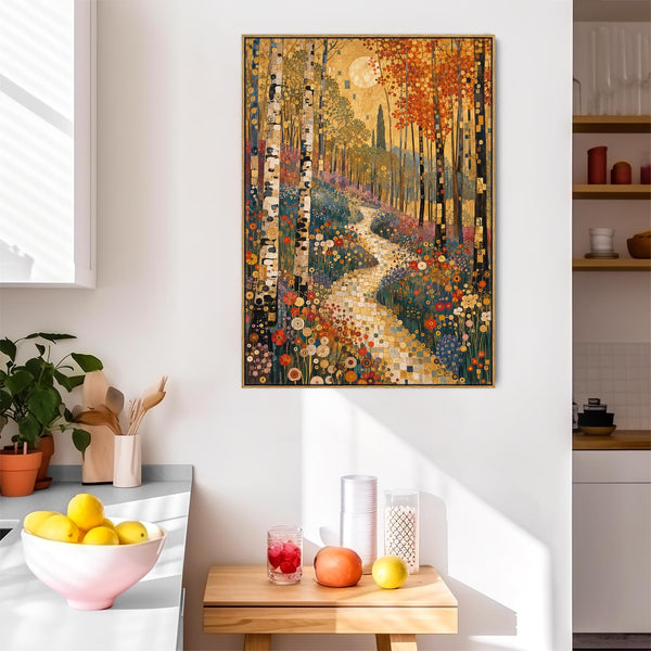 Gustav Klimt inspired Colourful Framed Canvas Art Forest Path