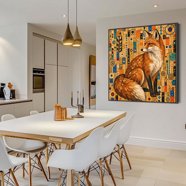Large Gustav Klimt inspired Framed Canvas Wall Art - Foxy