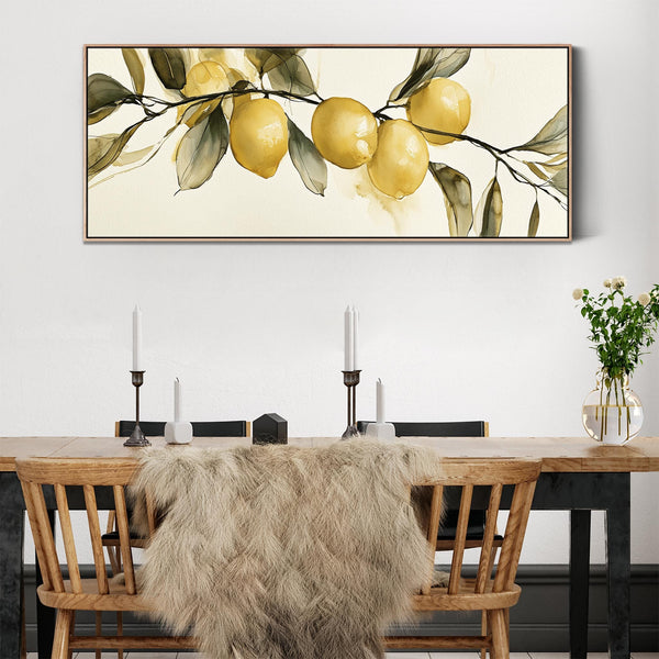 Framed Kitchen Wall Art Print Canvas Fresh Lemons