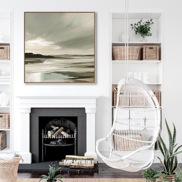 Irish Coastal Framed Wall Art Canvas - Erris Shore - Sage Green