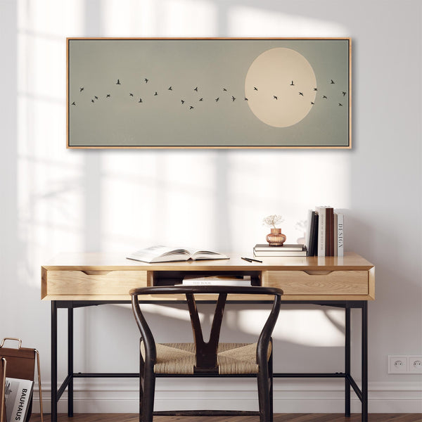 Wide Framed Long Canvas - Japandi Narrow Panoramic Artwork
