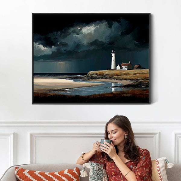 Extra Large Scottish Framed Art - Lighthouse - Last Light