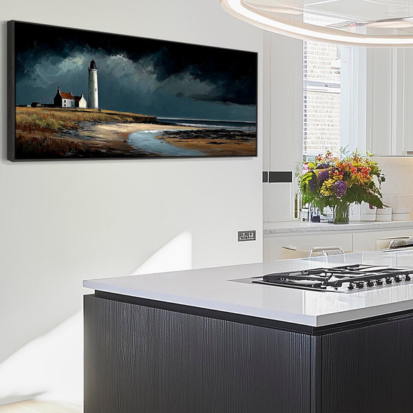 Framed Scottish Wall Art - Lighthouse - Lone Coastal Beacon
