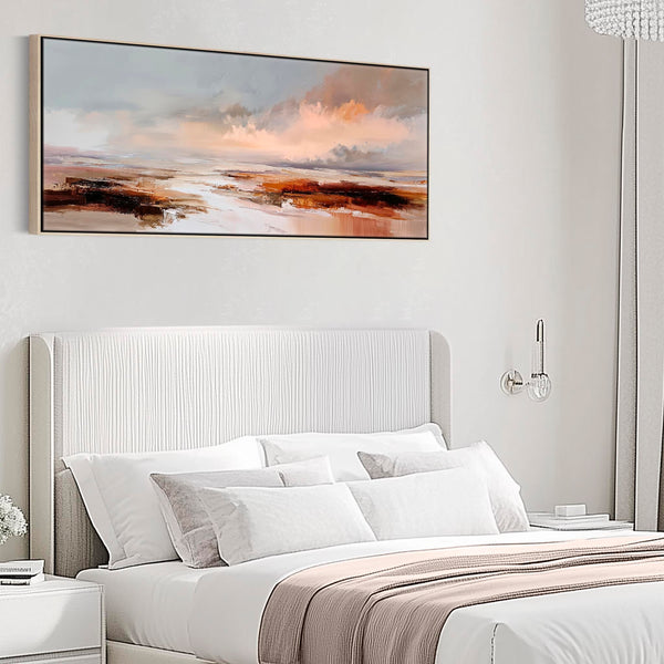 Long Framed Wide Wall Art - Panoramic Blush Horizon