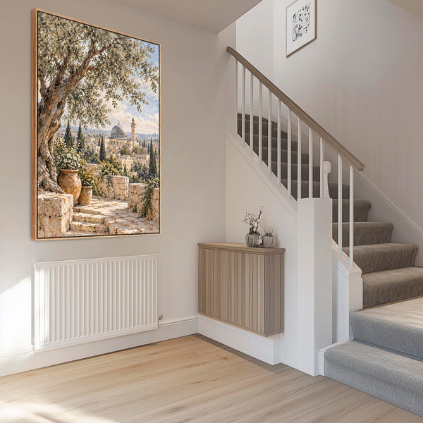 Palestine Mosque Framed Islamic Canvas Wall Art - Qibli Qubba
