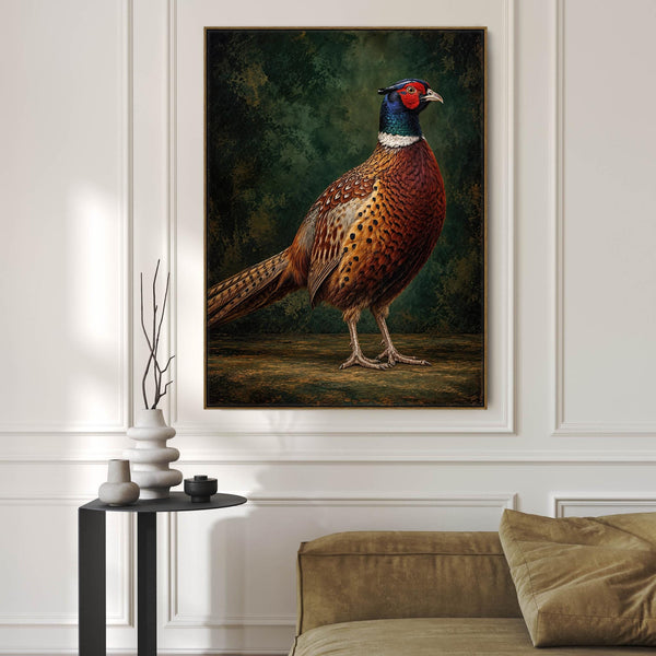 Ring Neck Pheasant - Framed Game Bird Canvas Wall Art - Hector