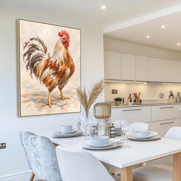 The Gaffer - Farmyard Cockerel - Framed Kitchen Wall Art Canvas