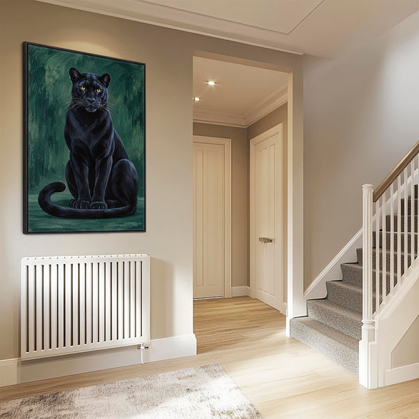 Velvet - Black & Emerald Panther Big Cat Framed Canvas Artwork