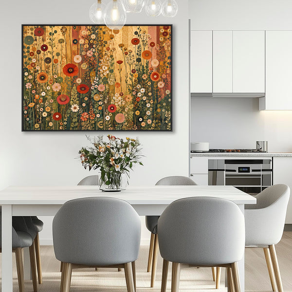 Gustav Klimt inspired Colourful Kitchen Framed Canvas Wall Art