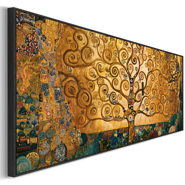 Wide Gustav Klimt inspired Tree of Life Framed Canvas Artwork