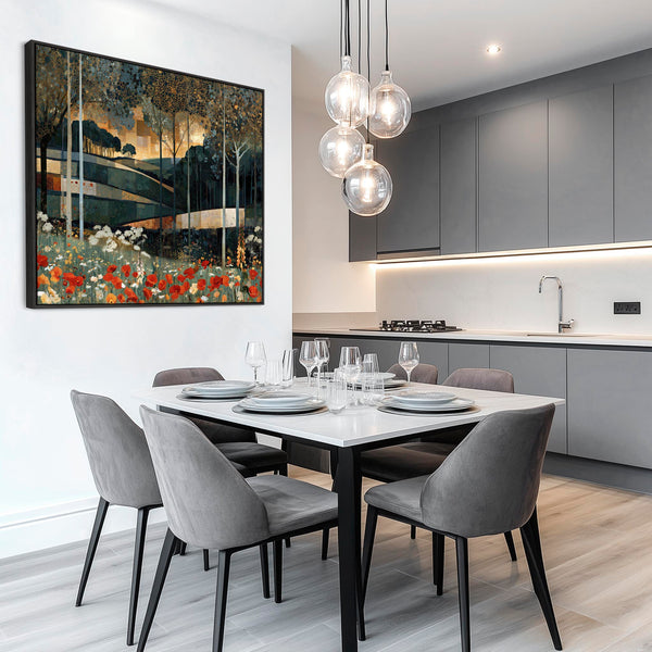 Gustav Klimt Inspired Wildflower Forest Framed Canvas Art Print