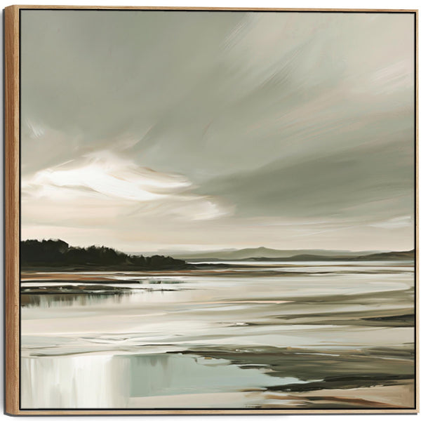 Irish Coastal Framed Wall Art Canvas - Erris Shore - Sage Green