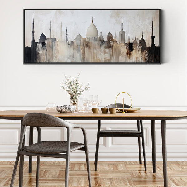 Wide Islamic Mosque Skyline Canvas Framed - Minaret Panoramic