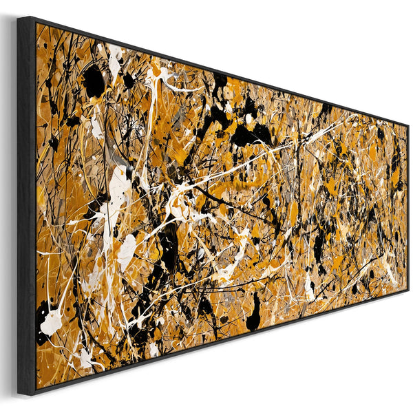 Wide Jackson Pollock Drip Style - Panoramic Framed Canvas Art