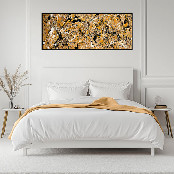 Wide Jackson Pollock Drip Style - Panoramic Framed Canvas Art