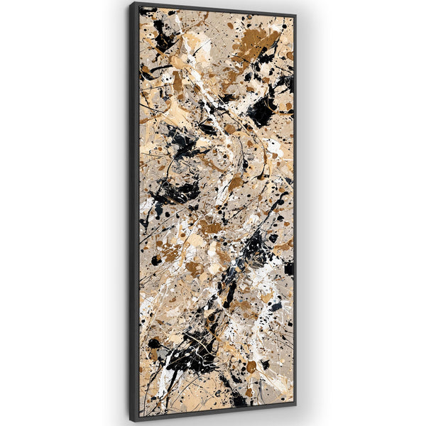 Tall Jackson Pollock Splash Style Framed Vertical Canvas Art