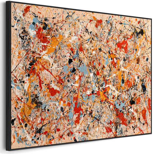 Abstract Colourful Framed Canvas Art - Jackson Pollock Style