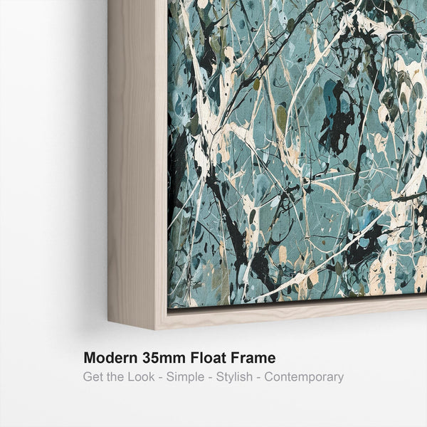 Extra Large Framed Set 3 Canvas - Green Jackson Pollock Style