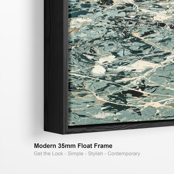 Tall Hallway Framed Wall Art - Green - Jackson Pollock Style