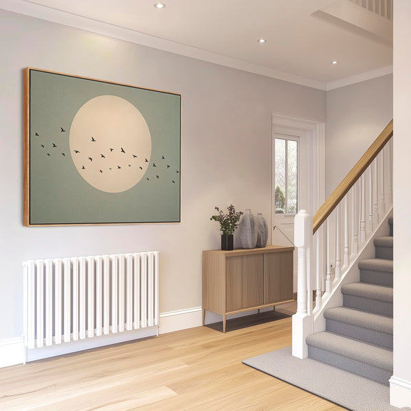 Japandi Moon - Flight Birds - Framed Canvas - Sage Green