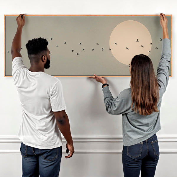 Wide Framed Long Canvas - Japandi Narrow Panoramic Artwork