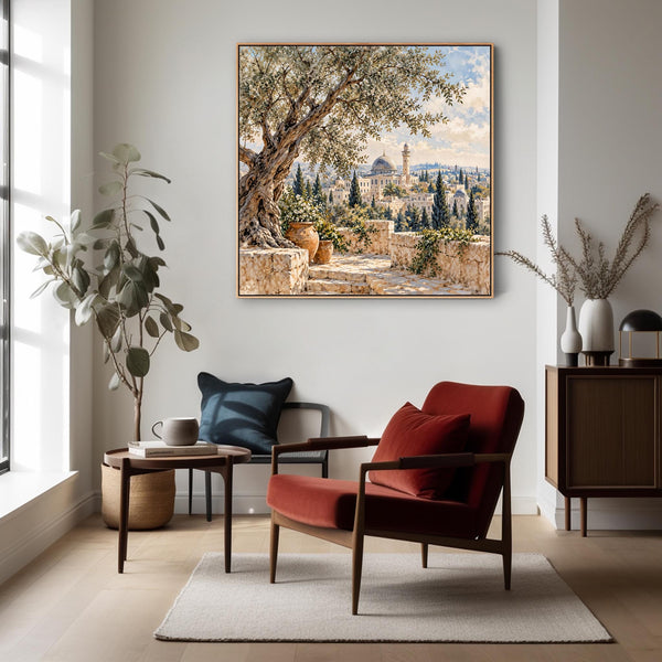 Large Framed Palestine Canvas Jerusalem Mosque - Tranquility