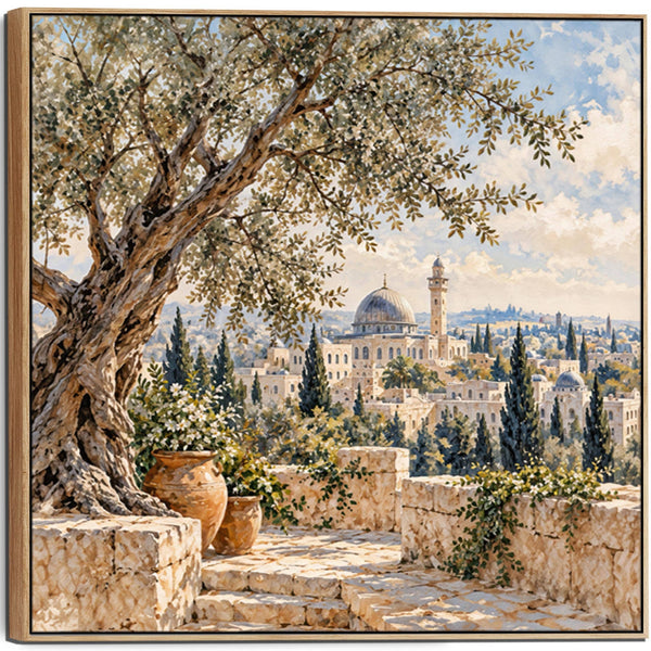 Large Framed Palestine Canvas Jerusalem Mosque - Tranquility