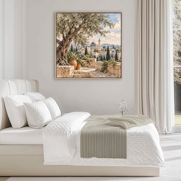 Large Framed Palestine Canvas Jerusalem Mosque - Tranquility