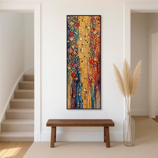 Tall Gustav Klimt inspired Colourful Framed Canvas Kaleidescope
