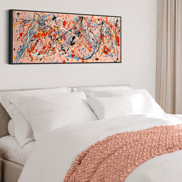 Wide Long Colourful Pink Framed Canvas Picture - Kinetic Art