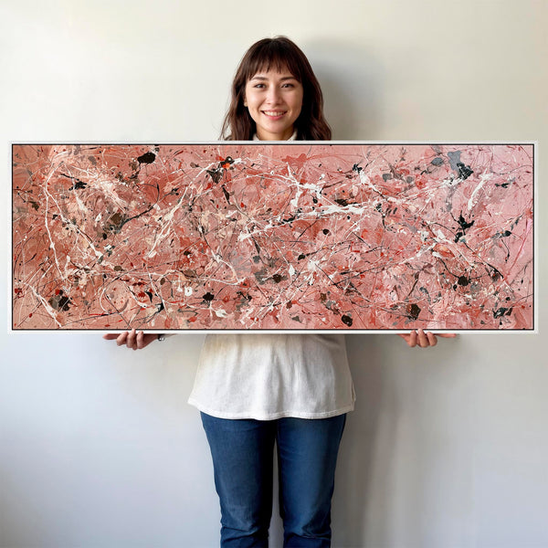 Wide Blush Pink Picture for Bedroom Framed Canvas Art over Bed