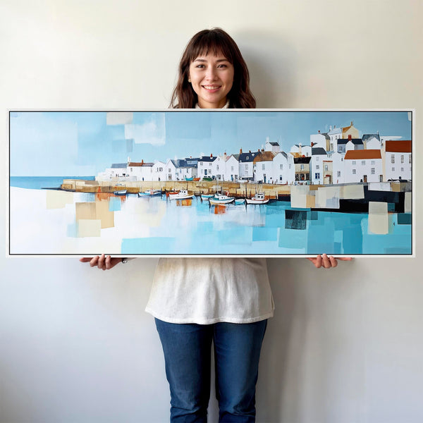 Wide Living Room Wall Art - Framed Cornish Coastal Artwork for Lounge