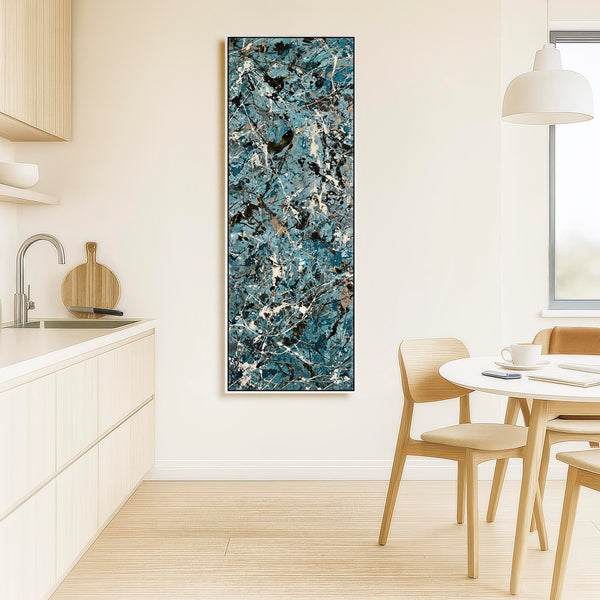 Tall Teal Hallway Framed Canvas Picture for Entrance Hall
