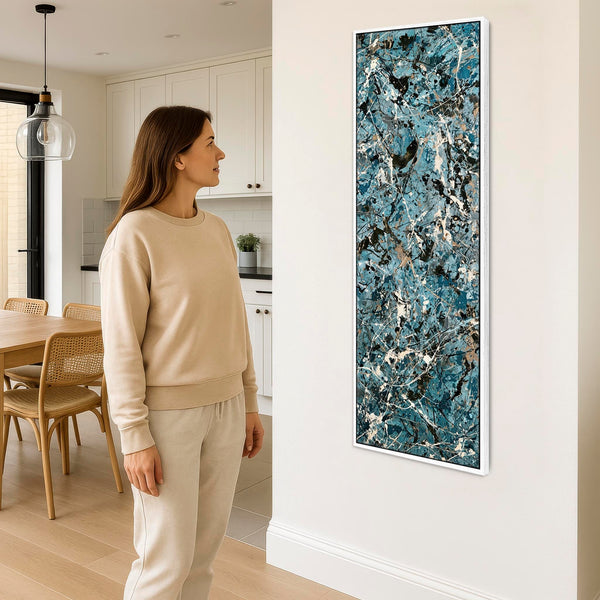 Tall Teal Hallway Framed Canvas Picture for Entrance Hall