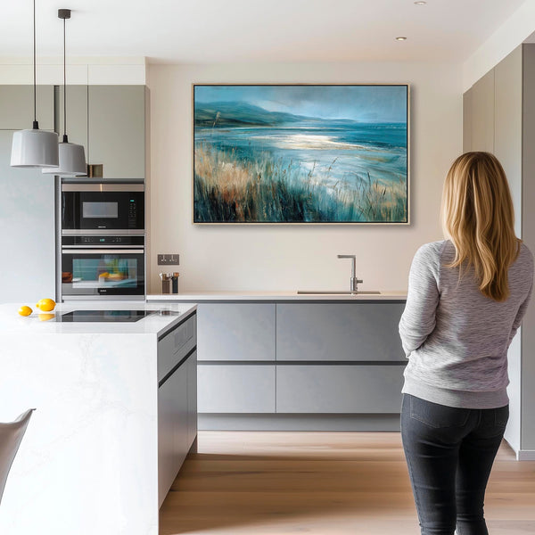Large Hallway Entrance Framed Canvas Wall Art - Coastal Storm