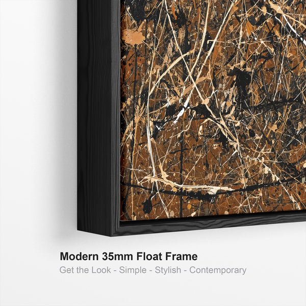 Abstract Jackson Pollock Style Framed Canvas Art - Umber Storm