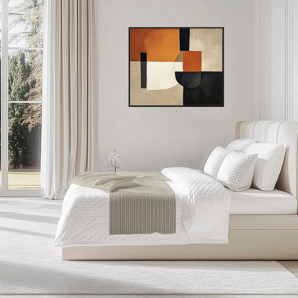 Extra Large Rust Orange Abstract Mid Century Framed Modern Canvas