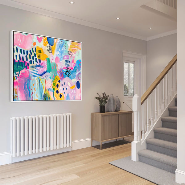 Unusual Framed Wall Art Multi-Coloured Colourful Abstract - Indulgence