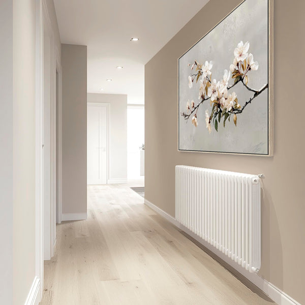 Large Cream Grey Framed Scandi Canvas Wall Art Spring Blossom