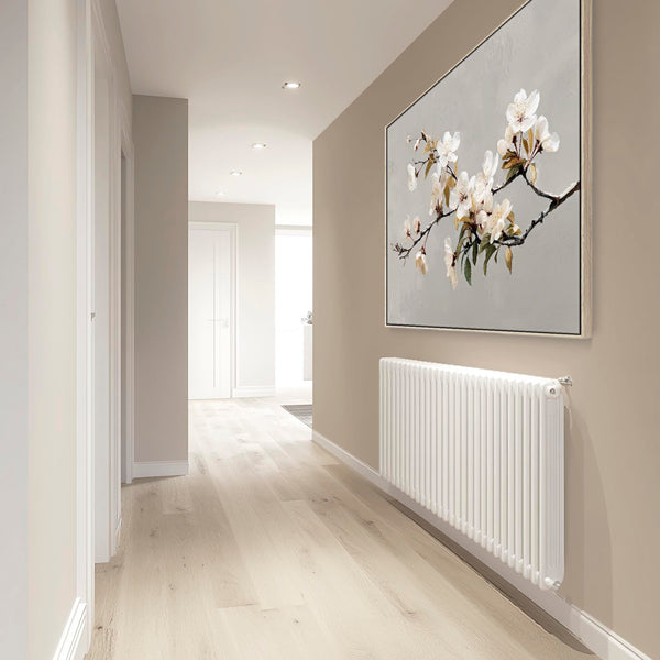 Large Cream Grey Framed Scandi Canvas Wall Art Spring Blossom